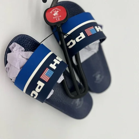 Beverly Hills Boys Slides Non-Slip (Toddler-Big Kid), Navy Blue size 12 - Picture 2 of 6